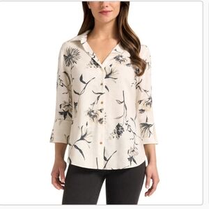 (6)Matty M Women's Button Up 3/4 Sleeve Shirt